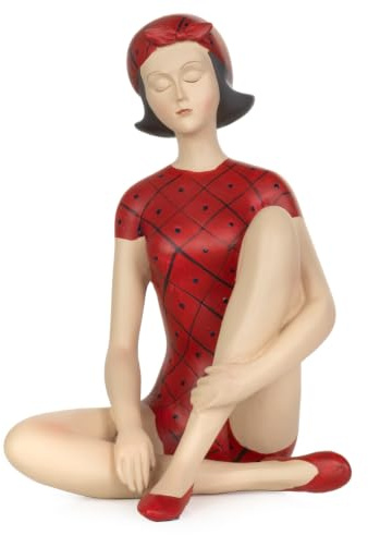 Moritz Deko-Figur Badenixe im roten Badeanzug sitzend Maritime Deko aus Polyresin Dekorations Idee Standdeko Badzimmer Statue Skulptur