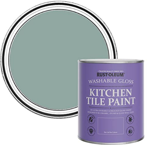 Rust-Oleum Blue Water-Resistant Kitchen Tile Paint in Gloss Finish - Gresham Blue 750ml