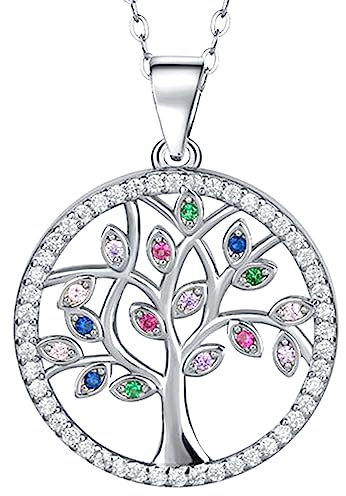 JUZICHEN Colgante Arbol de La Vida Plata 925, Colgante Arbol de La Vida, Con Caja de Regalo, Collar Árbol de La Vida Colgante Verde, Regalos para Mama, Mujer, Hombre, Madre, Embarazada y Niña