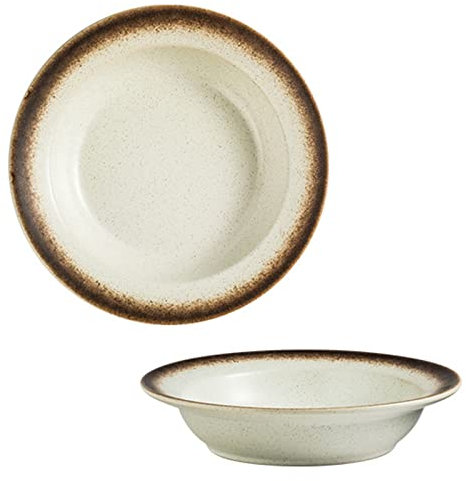 Piatto fondo in ceramica, scodella for pasta impilabile da 700 ml, insalatiera, piatto da bistecca, adatto al microonde e al forno.-Nero-una persona-25 cm ( Color : Yellow and White , Size : Two plate