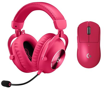 Logitech G PRO X SUPERLIGHT 2 LIGHTSPEED kabellose Gaming-Maus, USB-C-Aufladen, PC & Mac + PRO X 2 LIGHTSPEED kabelloses Gaming-Headset, Graphen-Lautsprecher 50 mm, für PC, PS5 - Rosa
