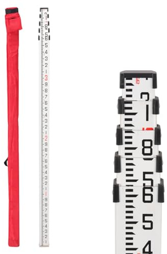 Grade Stick, 16-Foot Aluminum Grade Rod - 10ths, 5 Sections Telescopic Leveling Rod with Bubble Level -Leveling Rod for construction, surveying, and Leveling applications (16FOOT 10TH)