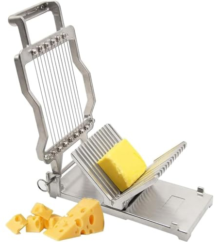FURLOU Manual Cheese Cutter Bread Slicer, Cheese Cutter Plane Knives,Cheese Slicer Cutting Board for Kitchen, Stainless Steel Bread Butter Cutting Machine, for Cheese, Butter, Toasts 20mm