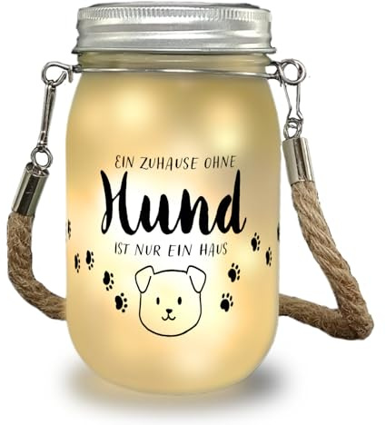 speecheese Hund Solarlicht mit Spruch Ein Zuhause ohne Hund ist nur ein Haus ein liebevolles Dekolicht für Hundebesitzer Frauen Geburtstag Dekolampe Einmachglas Haustier Spruch