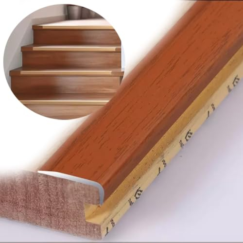NILZA Treppenkantenprofil Treppenprofil Winkelprofil Stufenkantenprofil Metall Treppenkante Für Parkett Und Laminat, Länge 90 cm (Color : Teak, Size : L90cm*W2.8 * 1.2cm)