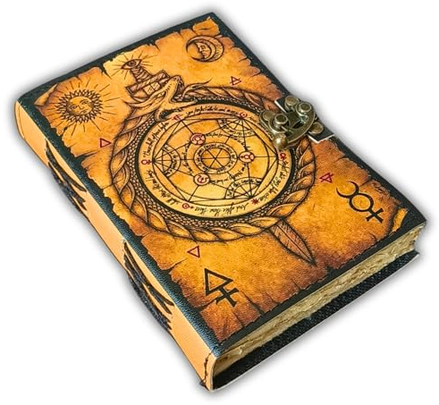 URBAN LEATHER Sun Moon Dragon Dnd Handgefertigtes Druck-Tagebuch, Zeichnungsskizzenbuch, Reisetagebuch, Sammelalbum, Hexerei, Dekorbedarf, Schreibnotizbuch, ungefütterte Büttenseiten