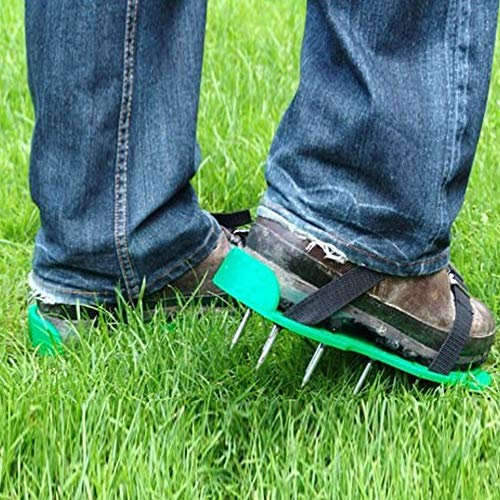 Lawn Aerator Shoes for Grassplot Aerating, PP Plastic with Solid Iron Spike, Easy to Wear with Straps, Helps Lawn Breathe and Absorb Nutrients