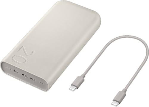 Samsung 20000 mAh 45 Watt Power Bank Fast Charging PD 3.0 3 Outlets Including Cable Beige 2024 Model