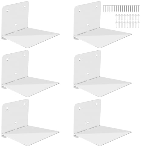 FENTEC Mensole da Muro per Libri, Libreria a Muro Sospesa, Libreria Invisibile a Parete, Libreria in Metallo Nascosta per la decorazione della camera da letto e dell'ufficio, 6 Pezzi(Bianco)
