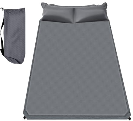 SanBouSi Queen Matelas de camping auto-gonflant pour 2 personnes, en éponge élastique, matelas auto-gonflable, durable, portable, 192 x 132 cm