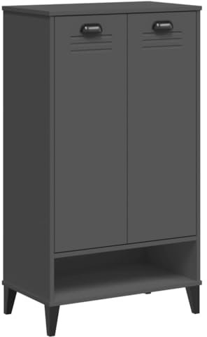 vidaXL Schuhschrank, Schuhkommode mit Stauraum, Schuhablage für 10 Paar Schuhe, Schuhregal Schuhständer Schuhaufbewahrung, Anthrazit Massivholz Kiefer