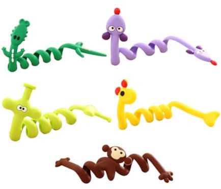 Animal Shaped PVC Cable Organizer 5 Pcs for Computer Cables