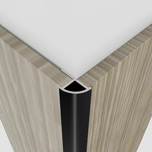 Fliesenprofil Lang 125CM*2 Stück Fliesenleisten Viertelkreisprofil Kantenschutz FüR Innenbereich, BüRo, Schule, Hotel(Schwarz,Dicke: 12.2 mm)