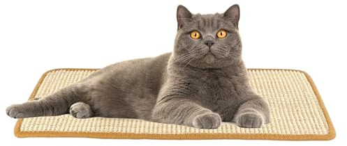 PETWERK® Kratzmatte Beige| Katzen Vorleger| Kratzteppich| Sisal Kratzmatte| Katzenmöbel| Krallenpflege (30cm x 50cm)