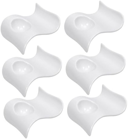 LABRIMP Lot De 6 Coquetiers Pratiques en Céramique Blanche, Porte-œufs De Petit-déjeuner Robustes, Résistance Aux Rayures, pour Usage Domestique Et Réfrigérateur