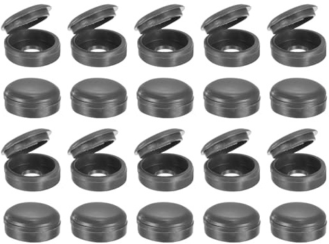 sourcing map 100Pcs Screw Caps, 6mm/0.24 ID Screw Snap Covers Washer Flip, PVC Hinged Screw Cover Caps for Covering Screw Heads(Dark Grey)