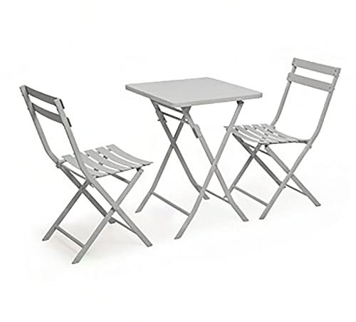CCKUHN Klapptisch- und Stuhlset für den Außenbereich, Faltbare runde Couchtische, einfacher tragbarer Kleiner quadratischer Tisch aus Eisen für den Balkon/die Terrasse/den Garten (G)