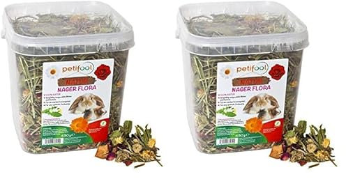 petifool Nager Flora 430g - Alleinfutter für Nager - natürliches Nagerfutter für Kaninchen und Meerschweinchen - ohne künstliche Zusätze - 100% Natur - artgerechtes Futter - Kräuter und Luzerne