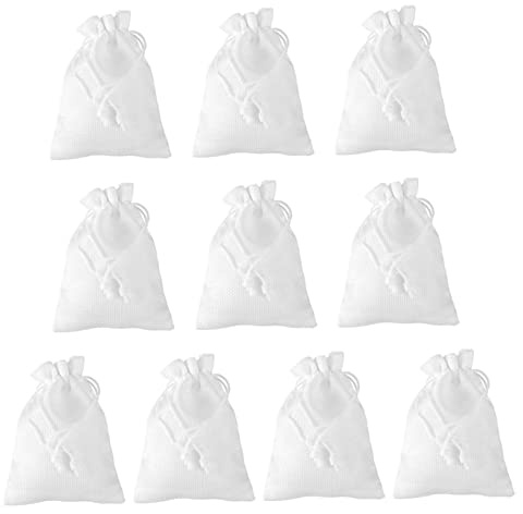 HAPINARY Sacchetti in Juta per Gioielli 10 Pezzi, Borsa Regalo Chiusura a Coulisse, Sottile e Facile da Aprire, Stile Portatile e Bianco, per Bomboniere e Confezioni Regalo