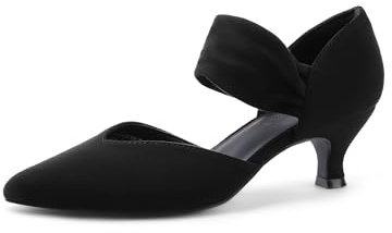 DREAM PAIRS Women's Kitten Heels Low Pumps Shoes Pointed Closed Toe Slip on Dress Work Bridal Party Wedding,Size 5,Black,DWUMPU2506