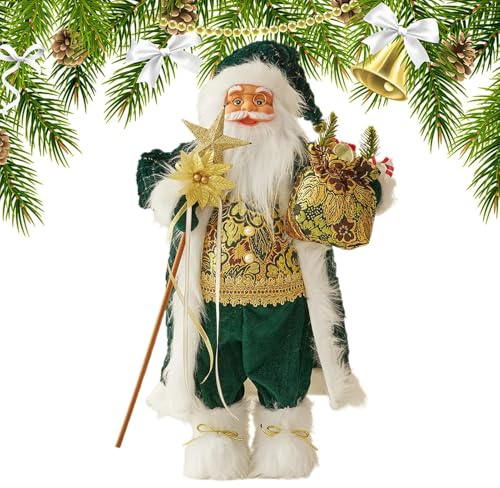 Figurine de Père Noël réaliste, Père Noël vert créatif, figurine de Père Noël debout, figurine de décoration de Noël pour fenêtre, table, décoration d'intérieur