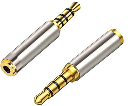 Adattatore da 3,5 mm a 2,5 mm, Jack da 2,5 mm femmina a 3,5 mm maschio convertitore, connettori placcati in oro, 4 Poli audio adattatore per smartphone, cuffie, microfono, ecc- 2 pezzi
