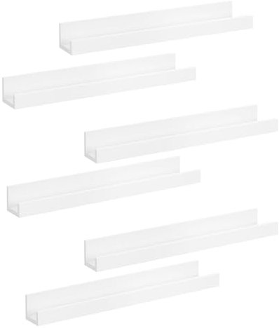 WOLTU 6er Bilderleiste 100cm Lange, Fotoleiste Bilderregal Wandregal Bild Magazin Fotohalter, modern in Weiss RG9297ws-6