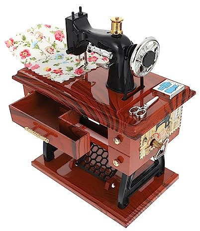 Warmhm Nähmaschinen Spieluhr als Desktop Dekoration aus Kunststoff mit Retro Stil Bringt Wundervolle Klänge Geschenk zum Valentinstag für Büro und Hotel
