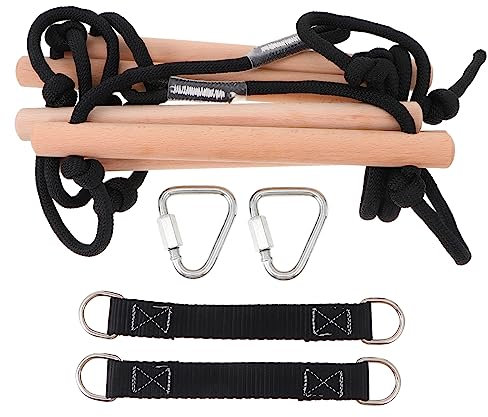 Abaodam Outdoor-kletterleiter Aus Holz Kind Springen Babys Klettergerüst Klettern Spielplatz Im Freien Freizeitbedarf Schaukel Strickleiter Black