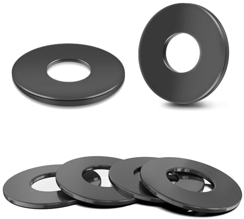 Wavanta 50 arandelas M8, arandelas M8 x 16 mm, arandelas redondas de metal negro, arandela de acero inoxidable A2 304 para pernos, tornillos