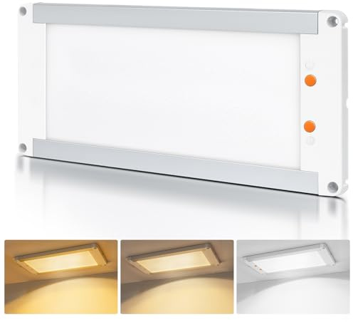acegoo 12V LED Lampe Wohnmobil Aluminium Panel Deckenleuchte Dimmbar 11W 3CCT 3000K/4500K/6500K Flach für Wohnwagen Boot Camper Yacht Innenbeleuchtung, 1180lm 32.5cmX14.5cm