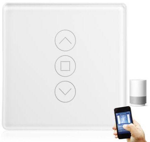 Interruttore per tapparella Wi-Fi intelligente, 2.5D, compatibile con Alexa, Yandex e Google Home, timer e controllo vocale, driver neutro necessario (bianco)