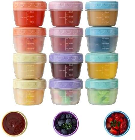 Tutamaz Confezione da 12 piccole scatole per congelamento con coperchio, anti-perdita, riutilizzabili, con tappo a vite anti-perdita, in plastica, per pranzo, yogurt, frutta (6 colori)