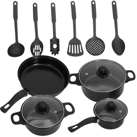 ULTECHNOVO 7piezas Ollas y Sartenes Antiadherentes Tapa Transparente Hierro Cocinas
