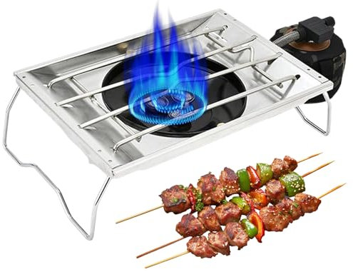 Poele De Camping Portable - Barbecue Portable Anti-Vent | Cuisinière Extérieure Multifonctionnelle Légère, Accessoires De Cuisine Brûleur Pour Randonnée Pour Camping-Car, Voyage, Camping