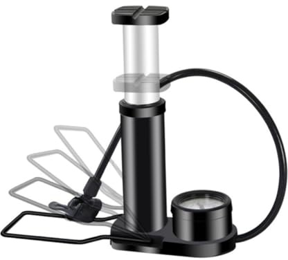 UPKOCH Mini Portable High Pressure Tire Floor Pump with Barometer and Repair Tools Foot Activated Inflator for Bikes and More Black