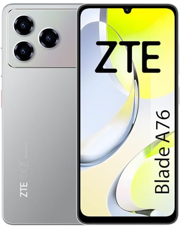 ZTE Blade A76, Smartphone Libre, 4(+8) GB RAM, 128GB ROM, Pantalla HD+ 6.75 y 90Hz, Android 15, Cámara 50MP con IA, Batería 5000mAh, DualSIM+MicroSD, Gris