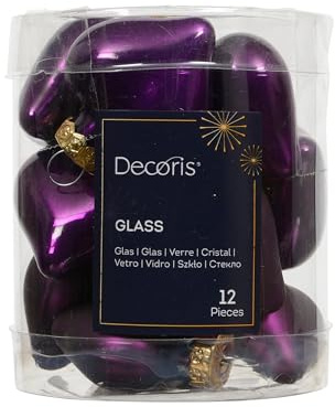 Kaemingk Christbaumschmuck Herzen Glas 4cm x 12 Stück - Glasherzen Christbaumkugeln Weihnachtskugeln Weihnachten - Weihnachtsbaumschmuck - Feige
