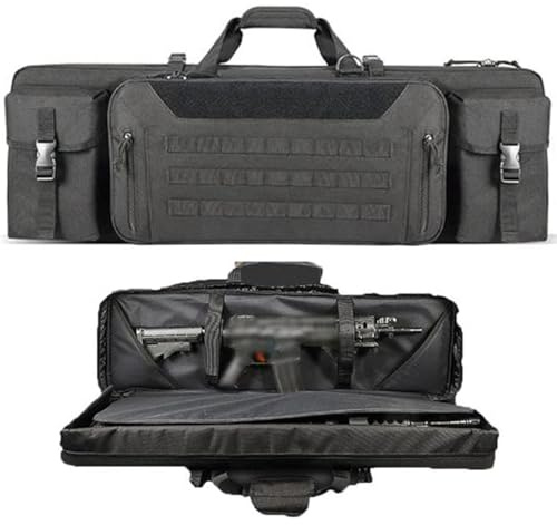 Gewehrtasche 2 langwaffen, Lange Jagdtasche, Taktischer Gewehrrucksack Waffentragetasche Soft Shotgun Case Airsoft Case Pistolentasche für Jagd Schießstand Sport(Black,42in/107cm)