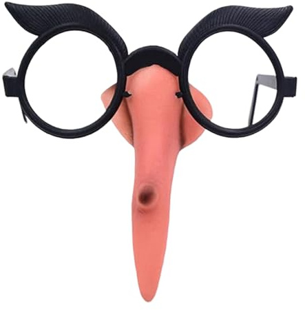 Zasdvn Künstliche Nase, Halloween Hexen Brille Ohne Gläser Mit Langer Nase, Kostümzubehör Makeup Brille für Verkleidung Maskenball Geburtstag Weihnachtsdekoration
