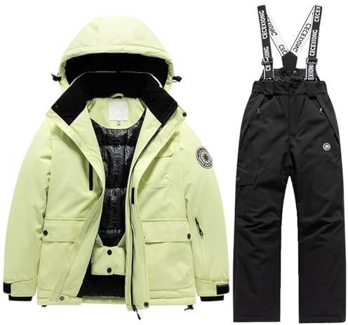 Tute da Neve Bambino e Ragazzi Tuta da Neve di Due Pezzo Bambini Invernale Outdoor Antivento Bambini con Giacca e Pantaloni antineve Tasche Anteriori Imbottitura in Pile per Lo Snowboard Invernale