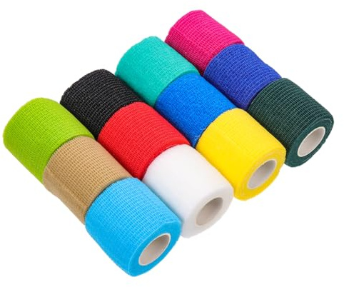 Gatuida 12rollen Vet Wrap Klebeband Selbstklebendes Verbandpflaster für Tiere Atmungsaktives Material zum Schutz von Tierverletzungen Leicht Anzuwendendes Tierarztpflaster Zufällige Farbe
