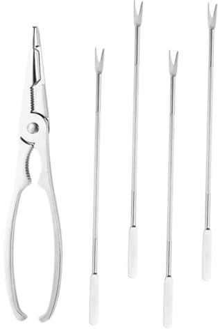 Gatuida Herramientas para Mariscos de Acero Inoxidable Set Pinzas y Tenedores para Langosta y Cangrejo Resistentes y Duraderos para Extraer Carne Fácilmente