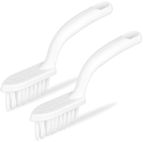 KINBOM 2pcs V Shape Tile Grout Cleaning Brushes, Handheld Door Slot Cleaning Brushes with Hook Design for Bathroom Kitchen Living-Room Balcony Tile Clear Up