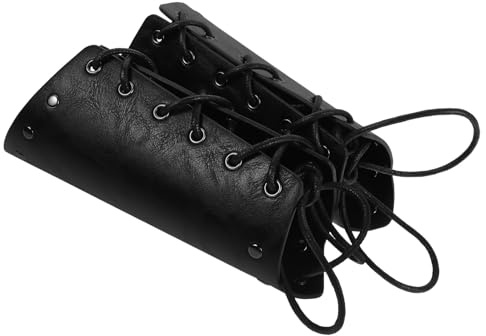 Abaodam 2 Stück Mittelalterliche Wikinger Armschienen aus PU Verstellbare Renaissance Handgelenkschützer für Cosplay und Historische Kostüm Accessoires