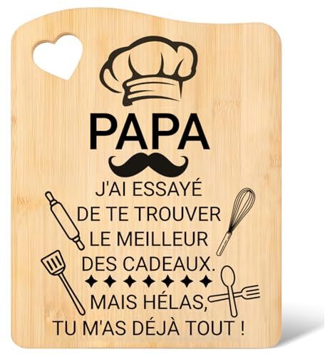 Cadeau Pour Papa, Planche à Découper Bois, Accessoire Cuisine, Cadeau Fête Des Pères Original, Cadeau Anniversaire Papa, Plateau Apéritif, Ustensile Barbecue, Décoration Table