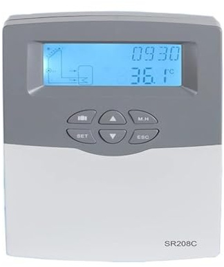 Controlador De Calentador De Agua Solar SR208C For Sistema De Calentamiento De Agua Solar Presurizado Dividido Con 3 Sensores Y Wi-Fi. Aplicación Móvil Opcional.(SR208C Normal A)