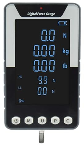 Digital Force Gauge, Push Pull Tester with Large Screen Display, 5 Probes, 3 Measurement Units (N/Kg/Lb), 0.5% Accuracy for Compression and Tensile Testing