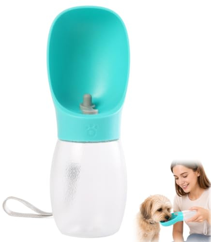 TRMPLX Botella de agua para perros,Vaso portátil 2 en 1 para perros, botella de agua portátil con cuenco plegable, fácil de transportar para