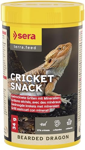 sera Bearded Dragon Cricket Snack 250ml (34g) | Snack proteico naturale per draghi barbuti | Alternativa al cibo vivo | Ideale per l’alimentazione con pinzetta | Anche come mangime per tartarughe